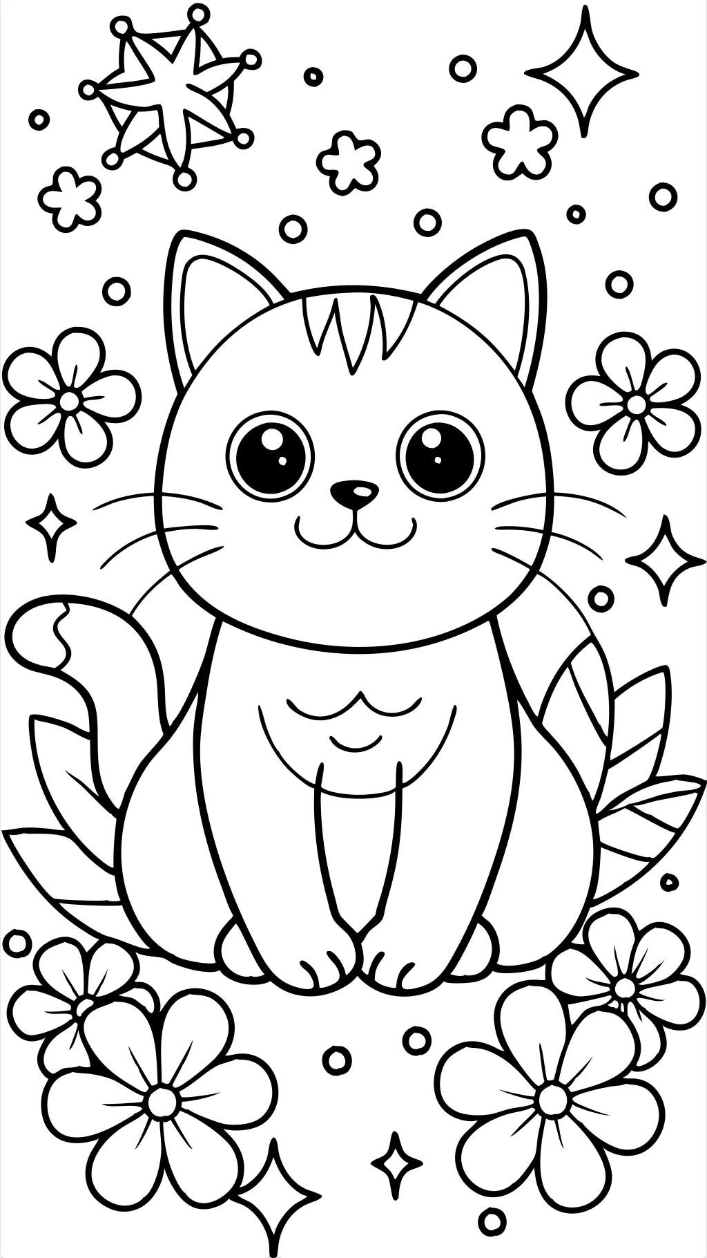 Página para colorear de Kawaii Cat